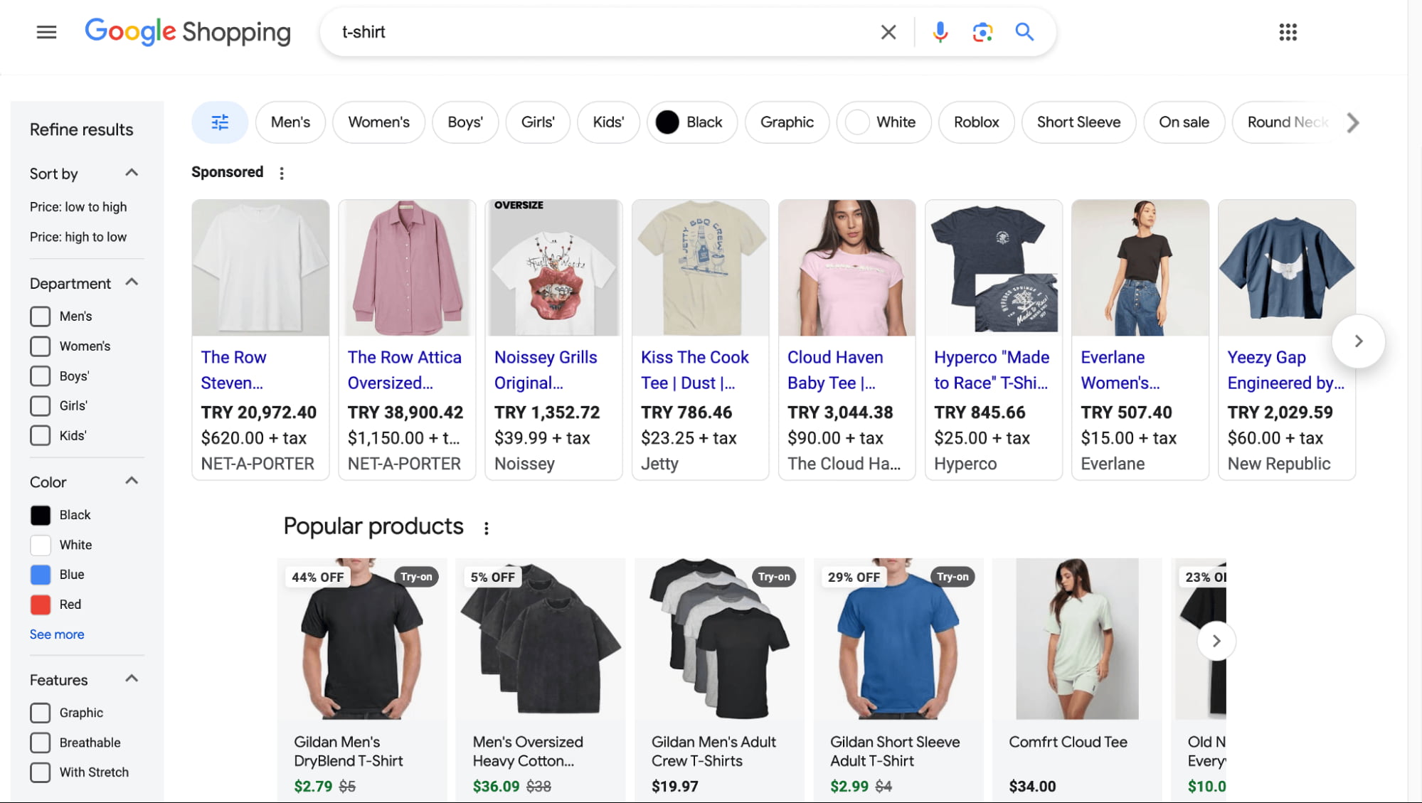 Der Shopping-Tab