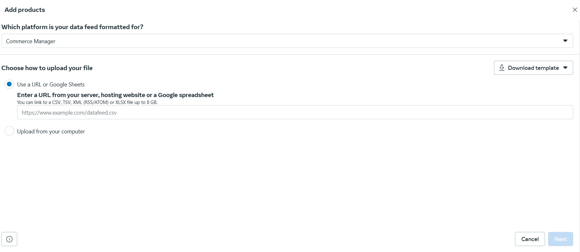 Verbinden eines Instagram-Produktfeeds mit Meta Commerce Manager
