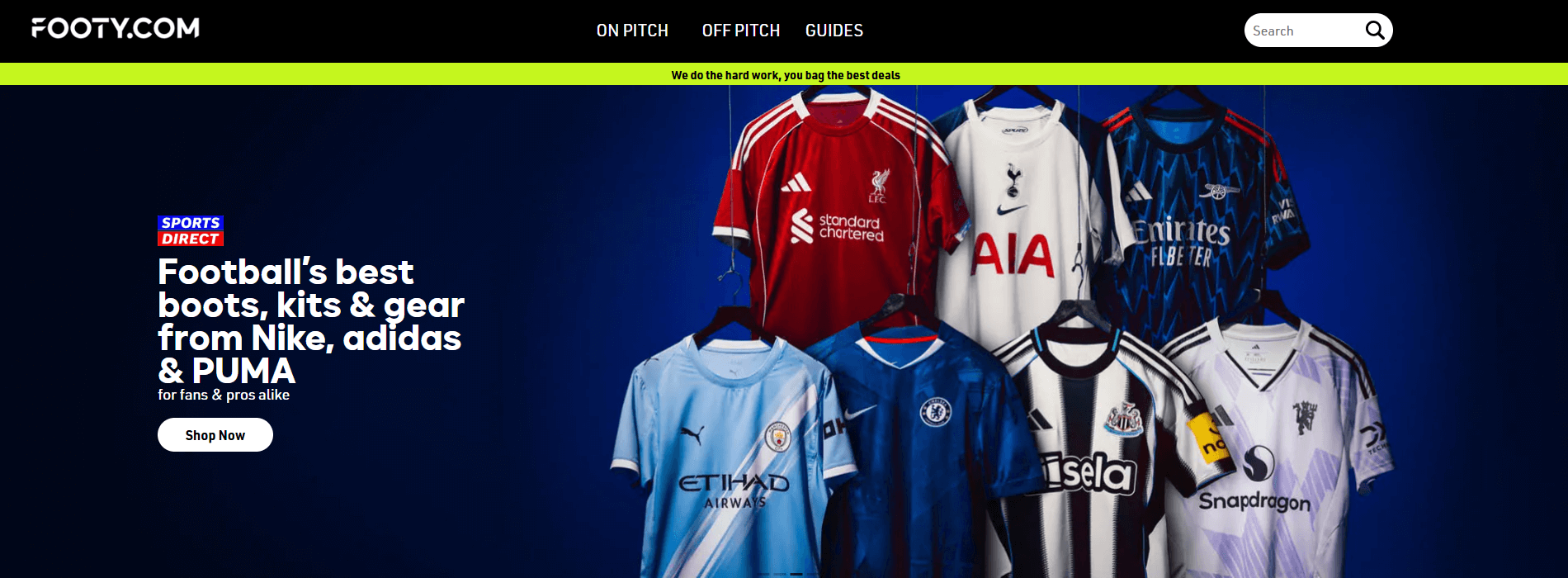 FOOTY.COM Hauptseiten-Oberfläche