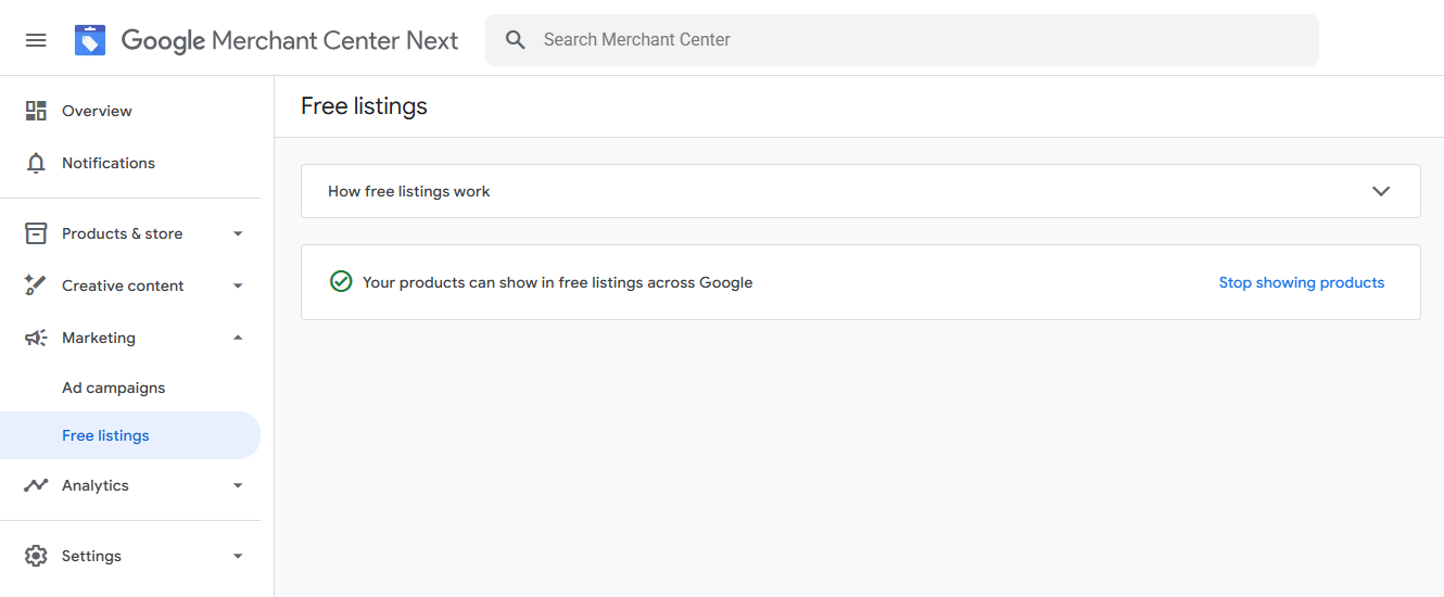 Comment activer les Fiches Gratuites dans Google Merchant Center