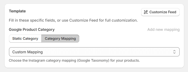 How to add categoty mapping in Instagram feed