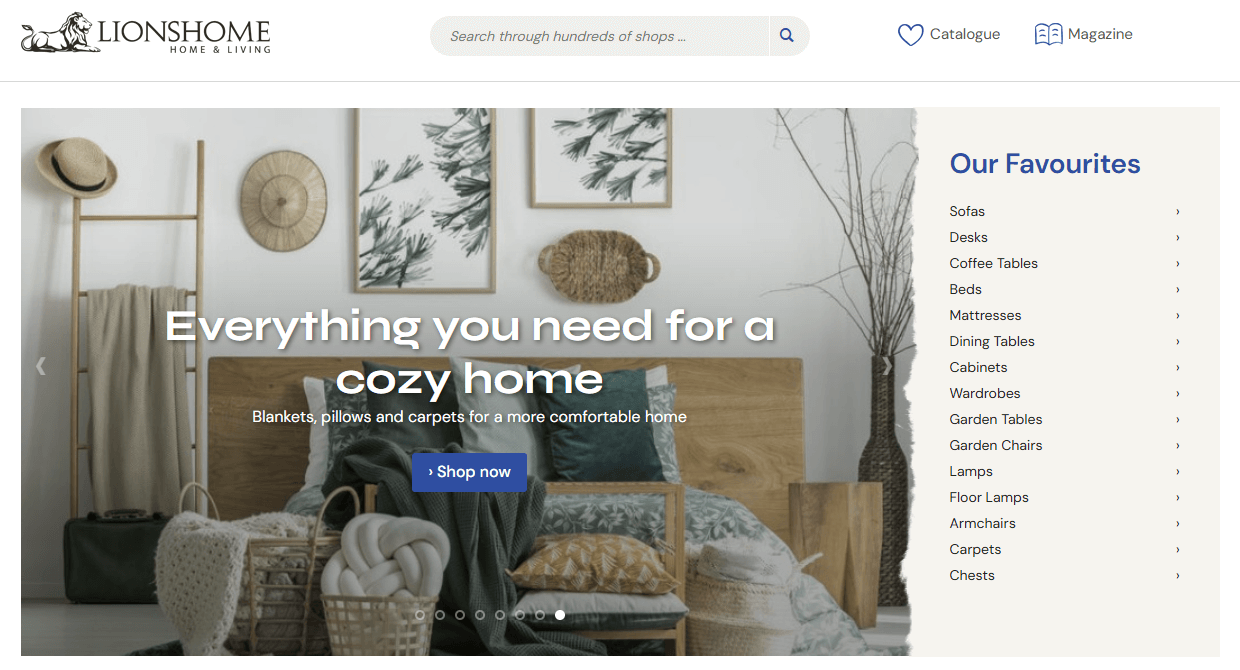LionsHome.co.uk Hauptseiten-Oberfläche